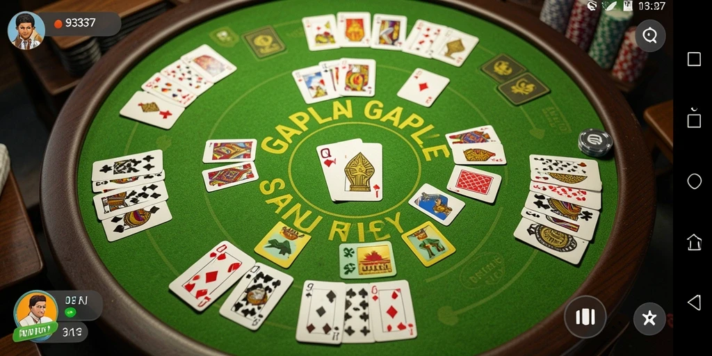 Screenshot gameplay <strong>93337</strong> yang menunjukkan suasana permainan Gaple yang seru.