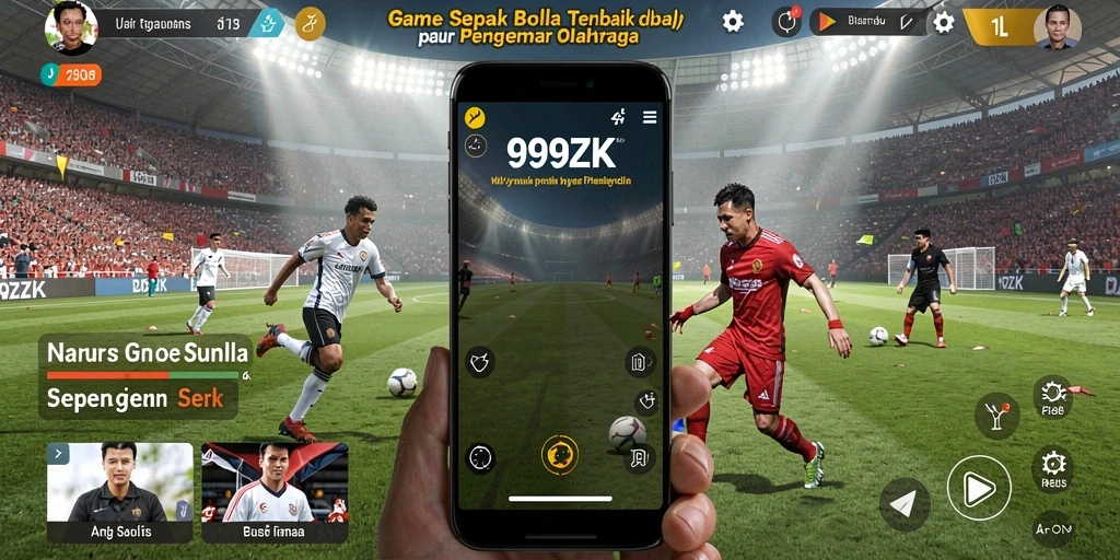 Screenshot gameplay 999ZK dengan aksi seru di lapangan sepak bola.