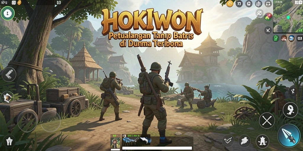 Tangkapan layar menunjukkan aksi seru dalam bermain HOKIWON di dunia terbuka.