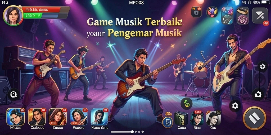 Gameplay MPO08 yang seru dengan berbagai pilihan lagu.