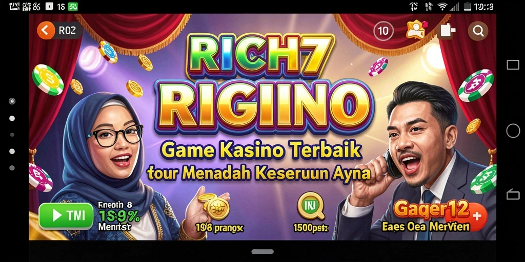 Screenshot gameplay RICH7 menampilkan suasana kasino yang mendebarkan.